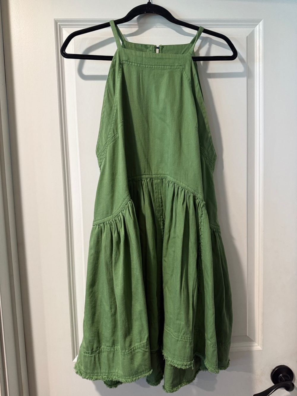 Pilcro Olive Green A-Line Tiered Cotton Dress